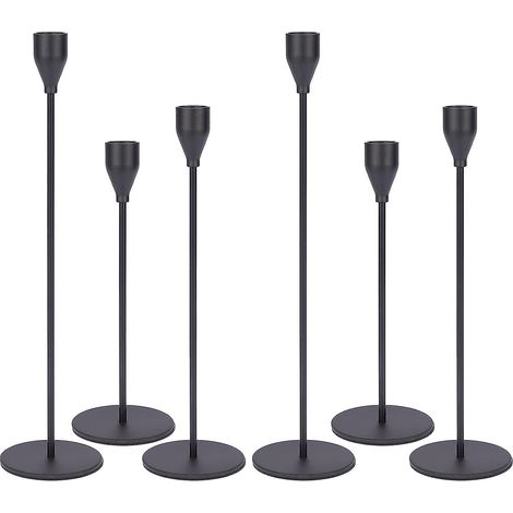 6 Pcs Noir Dors Chandelier Dor Mtal, Compatibles Avec Bougies Coniques De 3/4 Pouces D'paisseur, Support Dcoratif En Mtal Pour Mariage, Dner, Fte, (1/5)