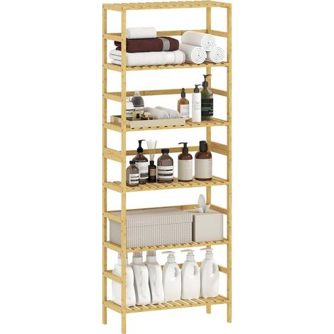 Park in bamboo to 6 levels with shelves adjustable, 60 x 26 x 161 cm, wood natural (1/5)
