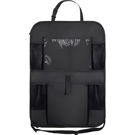 Housse de dossier de siège auto avec sacs de rangement multidirectionnels et tapis de protection de voiture anti-salissures (1 ensemble). (1/3)
