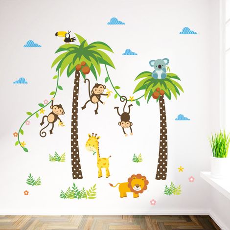 Autocollants muraux singe arboricole, animaux de la jungle (1/5)