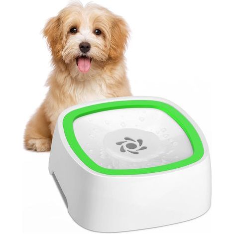Bol à eau anti-éclaboussures pour chien, bol pour chien/chat 1,5 L, bol anti-éclaboussures pour chien, bol pour chien de voyage/extérieur/ménage (vert) (1/5)