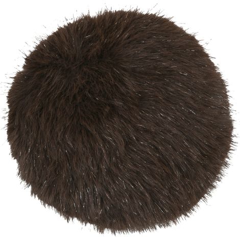 Coussin rond à poils longs Marron Brun 40x40 cm (1/5)