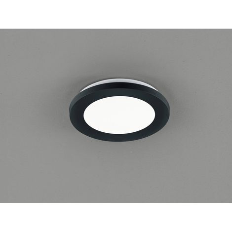 Dimmbare LED Deckenleuchte CAMILLUS flache Badezimmerlampe Ø17cm schwarz IP44 (1/5)