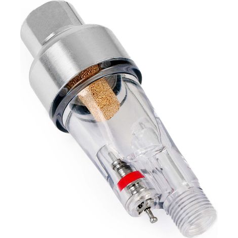 Wiltec Mini Luftfilter mit Wasserabscheider für Airbrush Kompressor, mit 2x 9,51mm (1/8") Gewinde, Zubehör, für Modellbau, Tattoos, Nailart