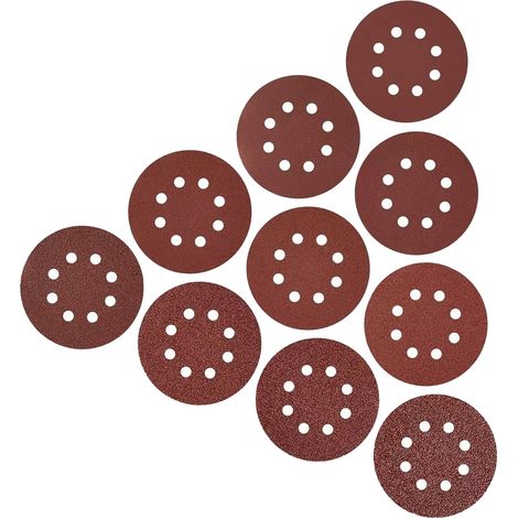 Lot de 100 disques abrasifs 125mm 8 trous, grains 60-80-100-120-150, papier de verre rond pour ponçage et polissage (1/5)