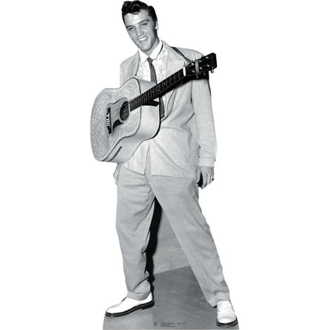 Figurine en carton Elvis Presley costume et guitare autour du cou -H 180 cm (1/4)