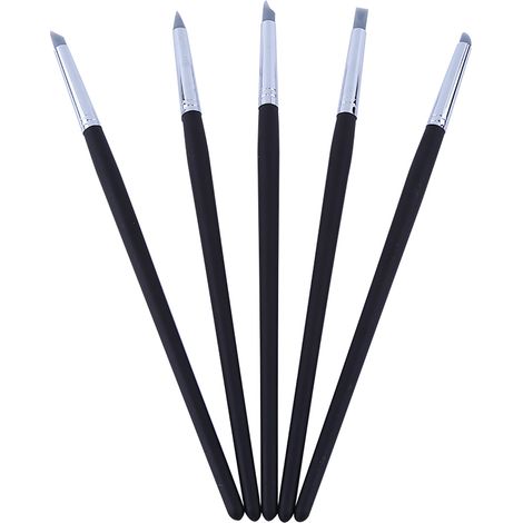 5 outils de sculpture en silicone souple pour argile et cire avec manches en bois (1/5)