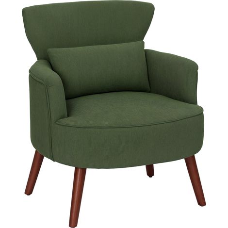 Poltrona Moderna da Camera Imbottita in Velluto Verde (1/5)