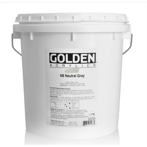 Peinture acrylique - GOLDEN - Gris Neutre n°8 S1 - 3,78 L - Mixte - Expédié de France