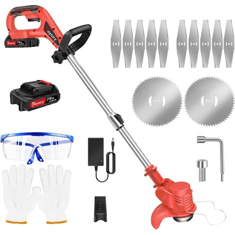 Tondeuse à gazon/tondeuse sans fil 21V, avec 2 batteries et chargeur, tondeuse à gazon électrique portable, adaptée aux pelouses, jardins et terres agricoles