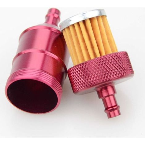 Filtre à carburant GOOFIT rouge CNC, compatible avec les modifications pour motos tout-terrain/quads, filtre à huile en métal transparent, élément filtrant lavable. (1/5)