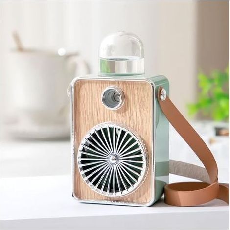 Ventilateur brumisateur portable pour l'extérieur avec cordon en cuir vintage, ventilateur de bureau veilleuse vert (1/5)