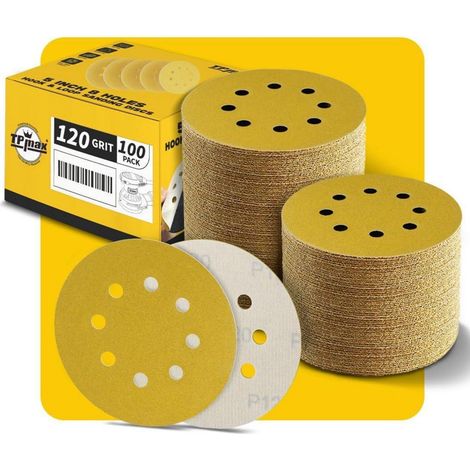 Schleifscheiben 125mm 8Loch 120 Klett P 120 - 100 Pack (1/5)