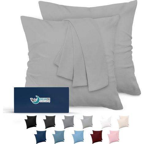 Taie Oreiller 80x80 Lot de 2 en Microfibre Housse Coussin Douce Et Brossée, Toucher Peau de Pêche - Gris (1/5)