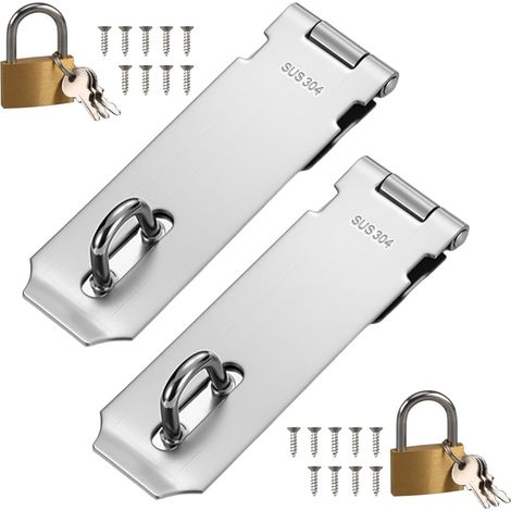 Lot De 2 Loquets De Sécurité 12,7 Cm en Acier Inoxydable 304 Verrouillables avec Serrure Verrou De Serrure Inoxydable avec Vis Serrure De Porte pour Portails, Abris (1/5)