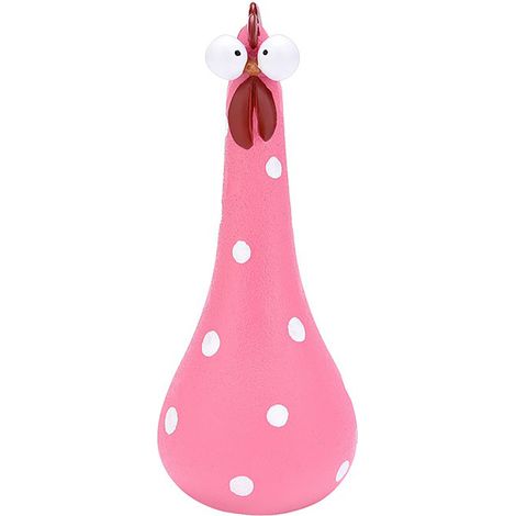 Decoración de jardín hecha a mano en resina: Muñeca de cuello largo con grandes ojos rosas (20 cm), accesorio creativo para jardín y terraza. (1/4)