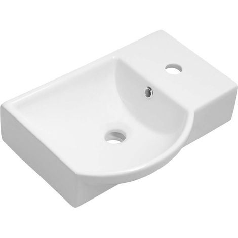 Sapho Small - Lavamanos Litos 45x32 cm, con 1 orificio para grifo a la izquierda, con rebosadero, blanco 4079 (1/4)