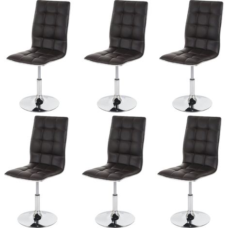 [JAMAIS UTILISÉ] 6x chaise de salle à manger HHG-834, fauteuil, similicuir, marron (1/5)