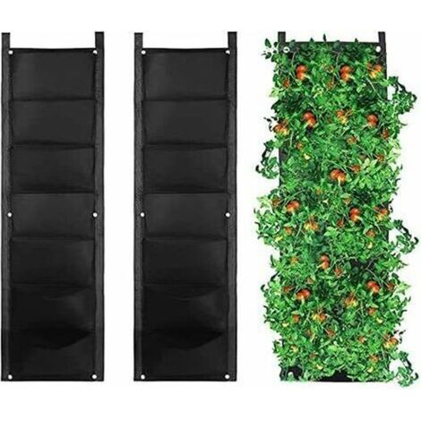 Sac de Plantation Vertical 7 Poches Sac à Plantes Mural Jardinière Suspendu Plante Verticale,Matériau feutre,Réutilisables et Respirants,Plantation Pots pour Intérieure Extérieur Jardin Décoration(2pc (1/4)