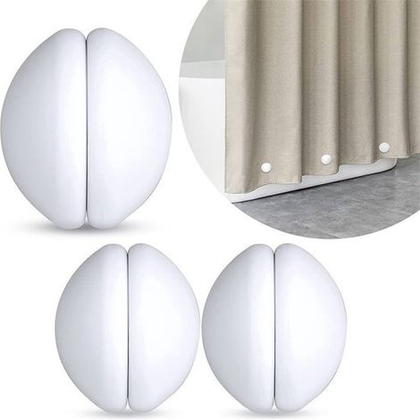 Pesas para cortinas de ducha: imanes potentes con revestimiento de silicona inoxidable que evitan que se muevan con el viento. A，silicona，3 pares (1/2)