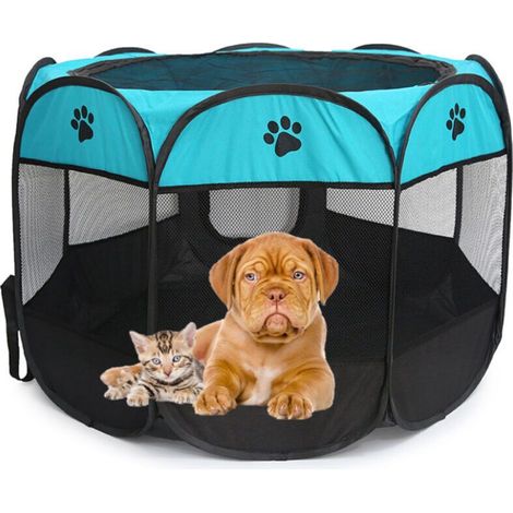 Tente De Cloture Pour Animaux De Compagnie Octogonale Pliable, Tissu Oxford, S