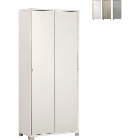 Mehrzweckschrank mit zwei Schiebetüren und Einlegeböden Weiß 82x41x H190 cm (1/4)
