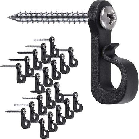 Set of 20 Q-shaped hooks with Phillips screws for garage, outdoor New Year's parties and LED lights, easy release, 18 kg capacity, wide screw (1/5)