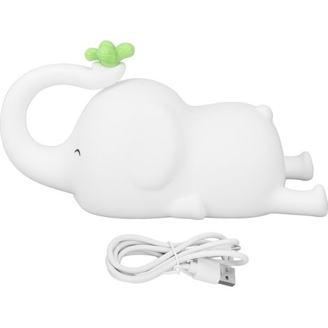 Veilleuse USB éléphant – silicone – tactile – changement couleur RVB – minuterie LED – hôtel / bureau – enfant – Sorandy