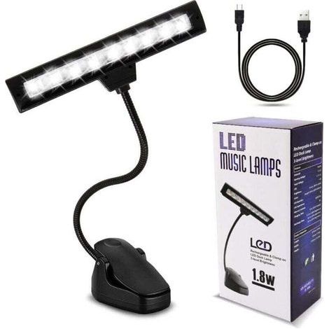 Music Stand Lamp with 3 Color Temperatures, 9 Dimmable Lighting Modes, Ideal for Piano, DJing and Crafts (Rechargeable Battery, USB Charging Cable) (1/5)