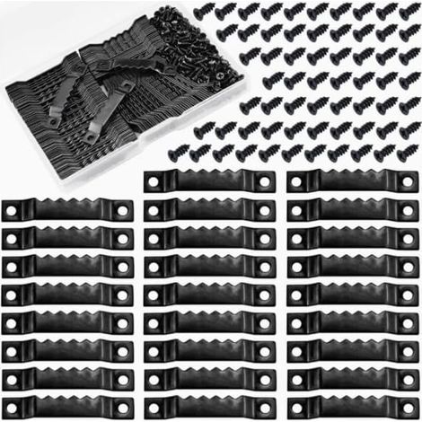 100 Pièces Crochet Cadre, Accroche Tableau de Suspension à Dents de Scie en Métal Avec vis pour Cadres Photo, Cintres à Cadre en Dents de Scie à Double Trou Toiles, Horloges et Articles d'artisanat (1/5)