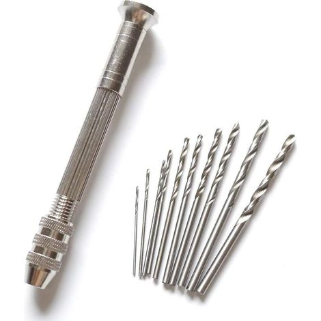 AGE Mini Perceuse à Main avec 10 PCS Micro Forets Hélicoïdaux pour Figurines (de 0.8-3.0mm), Mini Micro Outils de Forage à Main Outils Rotatifs, Hobby Outils (1/5)