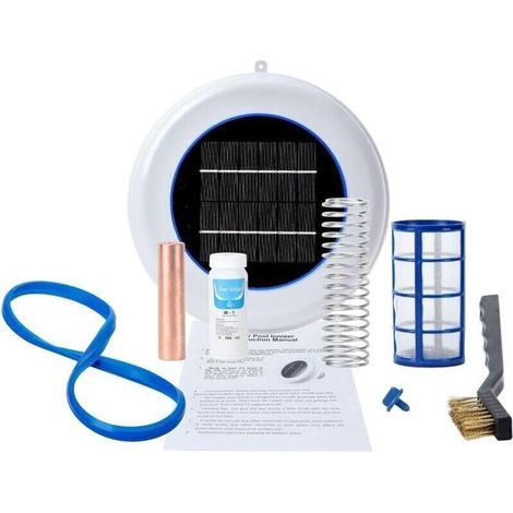 Ulisem Générateur d'ions solaire pour piscine, purificateur automatique d'ions cuivre et argent, nettoyeur de piscine (blanc)