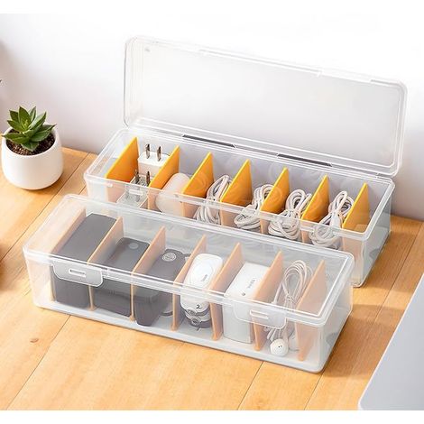 Cable Storage Box with 7 Removable Dividers (1/4)