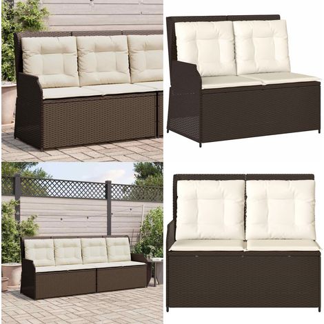 Banc inclinable de jardin avec coussins marron résine tressée - Banc de jardin - Banc de jardin marron (1/5)