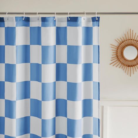 Rideau de Douche 180x180 Carreaux – Imperméable Anti Moisissure – 12 Crochets (1/5)