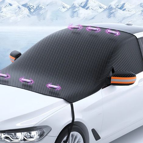 Pare-soleil magnétique épais mi-hauteur pour voiture, protection contre le givre, la neige et la poussière, avec 6 aimants, en tissu Oxford pour pare-brise et vitres latérales, sangles coupe-vent et b (1/5)