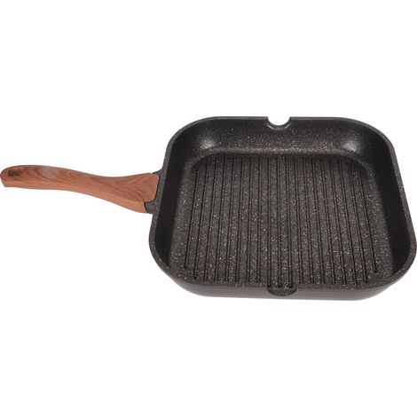 Poêle à griller carrée en aluminium pour induction, idéale pour la cuisine et les steaks, antiadhésive. (1/5)