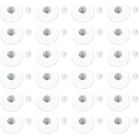 Lot de 24 Ventouses à Vis en Pvc Transparent 40mm Écrous Moletés, Crochets Puissants Étanches et Antirouille pour Salle de Bain, à Suspendre sans Trace pour Verre et Surfaces