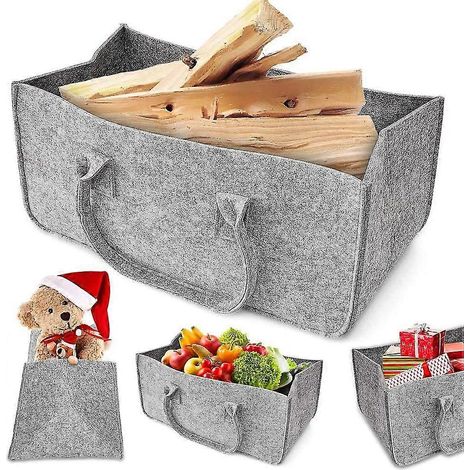 Filztasche, Brennholztasche, Brennholzkorb, Filz-Zeitungsständer, Zeitungskorb, Hochwertiger Aufbewahrungskorb, der viel Holz aufnehmen kann (1/5)