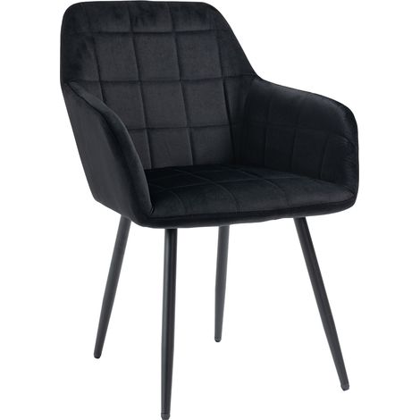 Poltroncina Classica con Braccioli per Camera da Letto in Velluto Design Moderno, Sedia Imbottita con Gambe in Metallo - Poltrona per Salotto,Cucina,Sala da Pranzo e Sala d’Aspetto Modello Odette Nero (1/5)