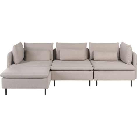 Divano modulare lato sinistro 4 posti in Velluto a coste beige Lemvig