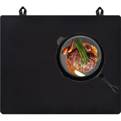 Schutzmatte für Induktionskochfelder - 61,5 x 53 cm - mit 2 Haken - Silikonmatte für Induktionskochfelder (schwarz). (1/5)