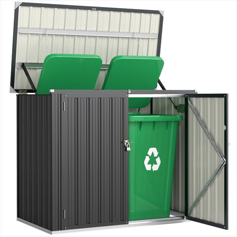Abri de jardin en acier galvanisé pour 2 poubelles avec double (1/5)