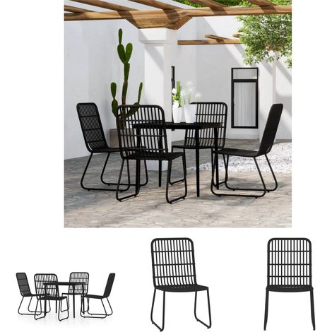 Tisch - vidaXL 5-tlg. Garten-Essgruppe Schwarz - Gartenstuhl (1/5)
