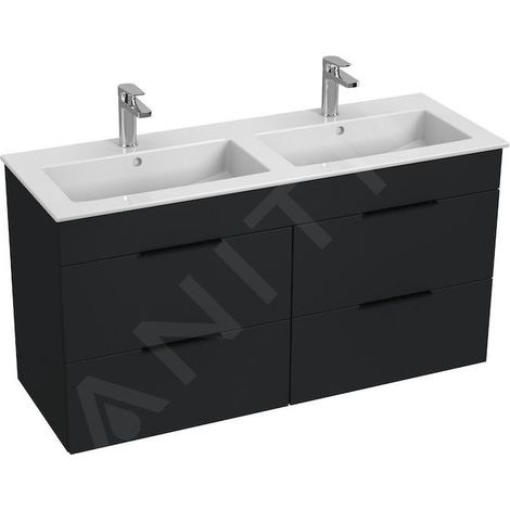 Jika Cube - Meuble avec double-lavabo 118x43x61 cm, anthracite mat H4536621763521 (1/2)