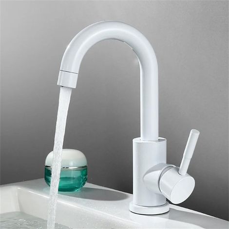 Waschbeckenarmatur aus Edelstahl 304, Warm- und Kaltwasser-Armatur mit frei drehbarem Auslauf (1/5)