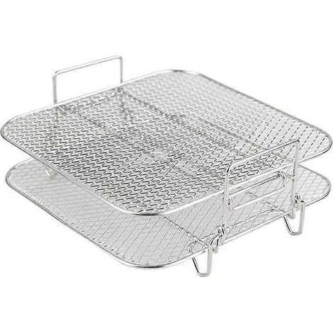 Grille double couche pour friteuse à air chaud, empilable, en acier inoxydable, compatible avec les friteuses à air chaud, fours et cuiseurs vapeur de 4,2 à 5,8 litres. (1/5)