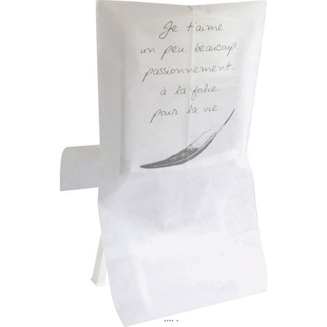 Housses de chaise Blanc JE T'AIME X10 Tissu non tissé 50 cm X 95 cm