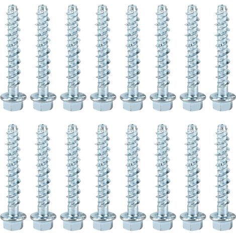 Lot de 30 vis à béton M6 x 50 mm, vis à béton à tête hexagonale, vis à béton sans chevilles, galvanisées avec rondelle, vis d'ancrage pour maçonnerie, architecture en béton (1/5)
