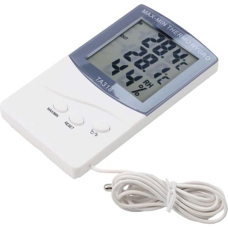 Thermomètre-hygromètre avec sonde TA318 ABS blanc LCD min/max (1/5)